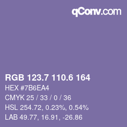 カラーコード: RGB 123.7 110.6 164 | qconv.com