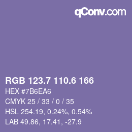 カラーコード: RGB 123.7 110.6 166 | qconv.com