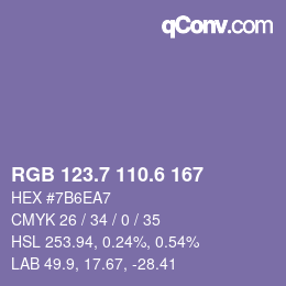 カラーコード: RGB 123.7 110.6 167 | qconv.com