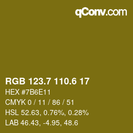カラーコード: RGB 123.7 110.6 17 | qconv.com