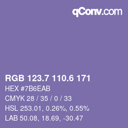 カラーコード: RGB 123.7 110.6 171 | qconv.com