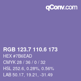 カラーコード: RGB 123.7 110.6 173 | qconv.com