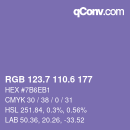 カラーコード: RGB 123.7 110.6 177 | qconv.com