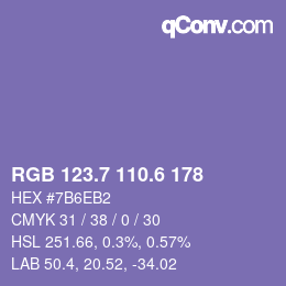 カラーコード: RGB 123.7 110.6 178 | qconv.com