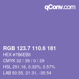 カラーコード: RGB 123.7 110.6 181 | qconv.com