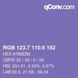 カラーコード: RGB 123.7 110.6 182 | qconv.com