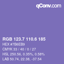 カラーコード: RGB 123.7 110.6 185 | qconv.com