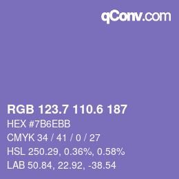 カラーコード: RGB 123.7 110.6 187 | qconv.com