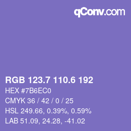 カラーコード: RGB 123.7 110.6 192 | qconv.com