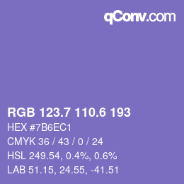 カラーコード: RGB 123.7 110.6 193 | qconv.com