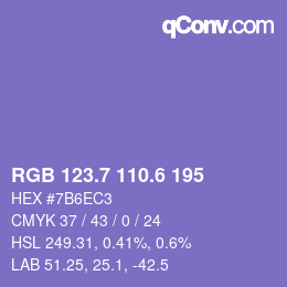 カラーコード: RGB 123.7 110.6 195 | qconv.com