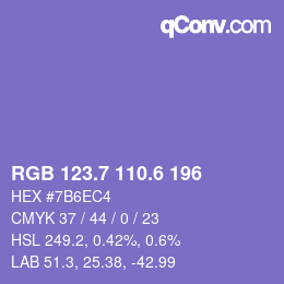 カラーコード: RGB 123.7 110.6 196 | qconv.com