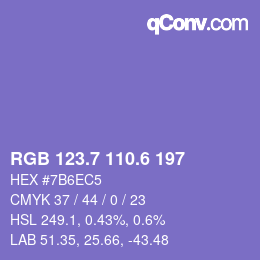 カラーコード: RGB 123.7 110.6 197 | qconv.com
