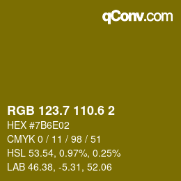 カラーコード: RGB 123.7 110.6 2 | qconv.com
