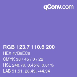 カラーコード: RGB 123.7 110.6 200 | qconv.com