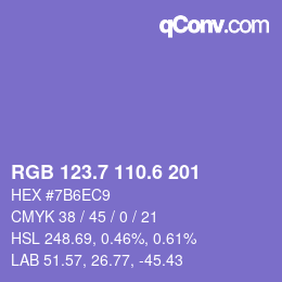 カラーコード: RGB 123.7 110.6 201 | qconv.com