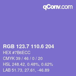 カラーコード: RGB 123.7 110.6 204 | qconv.com