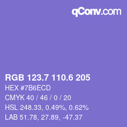 カラーコード: RGB 123.7 110.6 205 | qconv.com