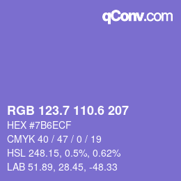 カラーコード: RGB 123.7 110.6 207 | qconv.com