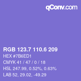 カラーコード: RGB 123.7 110.6 209 | qconv.com