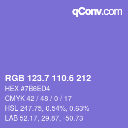 カラーコード: RGB 123.7 110.6 212 | qconv.com