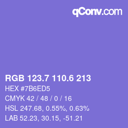 カラーコード: RGB 123.7 110.6 213 | qconv.com