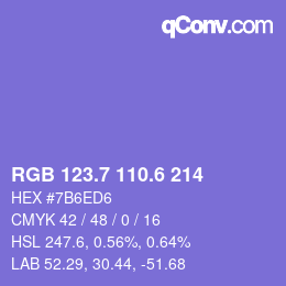 カラーコード: RGB 123.7 110.6 214 | qconv.com