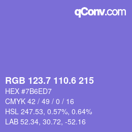 カラーコード: RGB 123.7 110.6 215 | qconv.com