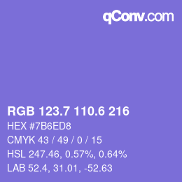 カラーコード: RGB 123.7 110.6 216 | qconv.com