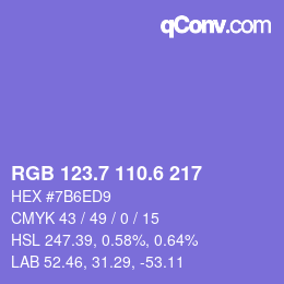 カラーコード: RGB 123.7 110.6 217 | qconv.com