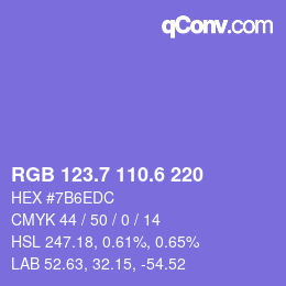 カラーコード: RGB 123.7 110.6 220 | qconv.com