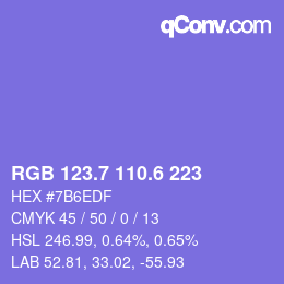 カラーコード: RGB 123.7 110.6 223 | qconv.com
