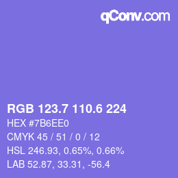 カラーコード: RGB 123.7 110.6 224 | qconv.com