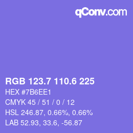 カラーコード: RGB 123.7 110.6 225 | qconv.com