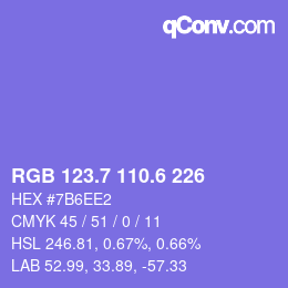 カラーコード: RGB 123.7 110.6 226 | qconv.com