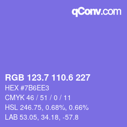 カラーコード: RGB 123.7 110.6 227 | qconv.com
