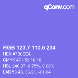 カラーコード: RGB 123.7 110.6 234 | qconv.com