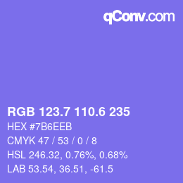 カラーコード: RGB 123.7 110.6 235 | qconv.com
