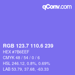 カラーコード: RGB 123.7 110.6 239 | qconv.com