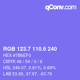 カラーコード: RGB 123.7 110.6 240 | qconv.com