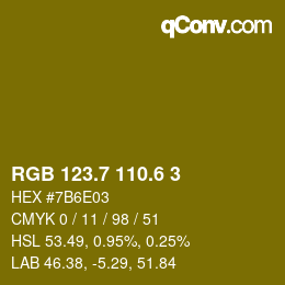 カラーコード: RGB 123.7 110.6 3 | qconv.com