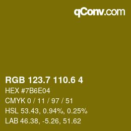 カラーコード: RGB 123.7 110.6 4 | qconv.com
