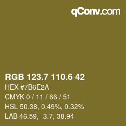 カラーコード: RGB 123.7 110.6 42 | qconv.com