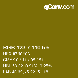 カラーコード: RGB 123.7 110.6 6 | qconv.com