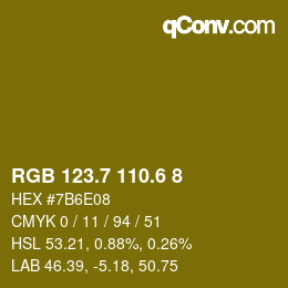 カラーコード: RGB 123.7 110.6 8 | qconv.com
