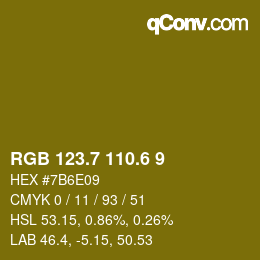 カラーコード: RGB 123.7 110.6 9 | qconv.com