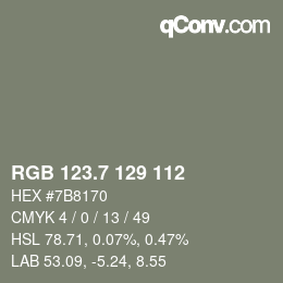 カラーコード: RGB 123.7 129 112 | qconv.com