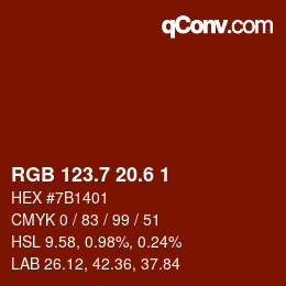 カラーコード: RGB 123.7 20.6 1 | qconv.com