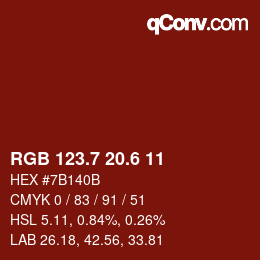 カラーコード: RGB 123.7 20.6 11 | qconv.com