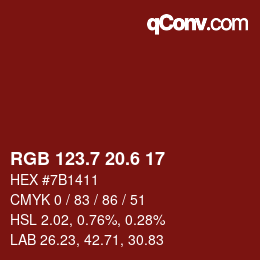 カラーコード: RGB 123.7 20.6 17 | qconv.com